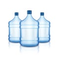 Vector water empty bottle. Large plastic big blue transparent bottle for clean water, isolated