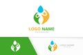 Vector water and family logo combination. Unique people team logotype design template. Royalty Free Stock Photo