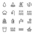 Vector water icons set on white background Royalty Free Stock Photo