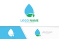 Vector water and leaves logo combination. Unique green nature logotype design template. Royalty Free Stock Photo