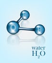 Water molecule model. Vector water scientific element. Royalty Free Stock Photo