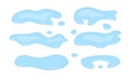 Vector water spill set, blue colors Royalty Free Stock Photo