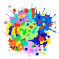 Vector watercolor background with colorful ink blots, splash and brush strokes Royalty Free Stock Photo