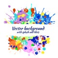 Vector watercolor background with colorful ink blots, splash and brush strokes. Royalty Free Stock Photo