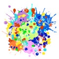 Vector watercolor background with colorful ink blots, splash and brush strokes Royalty Free Stock Photo