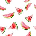 Vector watercolor bright watermelon seamless