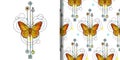 Vector watercolor Butterfly print and seamless pattern Royalty Free Stock Photo