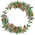 Vector watercolor christmas wreath Royalty Free Stock Photo