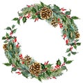 Vector watercolor christmas wreath