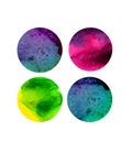 Vector watercolor circles, round shapes. Watercolor rounds background isolated on white. Set of circle watercolor stains
