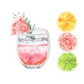 Vector Watercolor Citrus Drink with slices