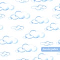 Vector watercolor clouds seamless pattern Royalty Free Stock Photo