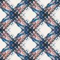 Vector watercolor effect wicker weave canvas seamless pattern background. Painterly criss cross backdrop. Woven diagonal