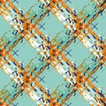 Vector watercolor effect wicker weave seamless pattern background. Painterly criss cross backdrop. Woven spacious