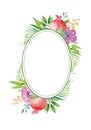 Vector watercolor floral garnet frame