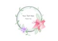 A vector of Watercolor Fringed hibiscus flowers with red and purple on the crystal ball, beautiful floral frame banner and tree il Royalty Free Stock Photo