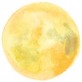 Vector and watercolor full moon drawing in pale golden yellow