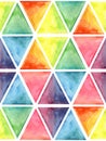 Vector Watercolor Geometric Seamless Pattern with Hexagons