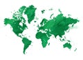 Vector watercolor green map of the world with a background.