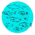 Vector watercolor hand drawn fish Royalty Free Stock Photo