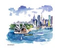 Vector watercolor illustration of Australia