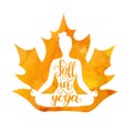 Vector watercolor lettering yoga illustration Autumn season Royalty Free Stock Photo