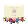 Vector watercolor lily rose flower wedding card