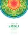 Vector watercolor mandala. Decor for your design, lace ornament. Round pattern, oriental style. Royalty Free Stock Photo