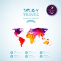 Vector watercolor map, web and mobile template. Corporate website design. Web media backdrop. Travel. Blurred. Background.