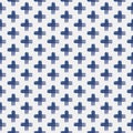 Vector blue crosses, stripes seamless pattern