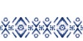Vector blue border, squares folk seamless pattern