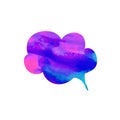 Vector Watercolor Painting: Talk Bubble Cloud, Blue and Pink Colors, Blank Template. Royalty Free Stock Photo