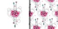 Vector watercolor rose print and seamless pattern Royalty Free Stock Photo