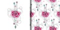 Vector watercolor rose print and seamless pattern