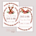 Vector watercolor save the date cards with deer Royalty Free Stock Photo