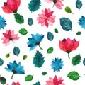 Vector Watercolor seamless floral pattern. Flowers texture.