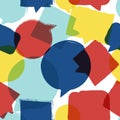 Vector watercolor seamless pattern with speech bubbles. Royalty Free Stock Photo