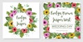 vector watercolor set of postcards. Template of wedding invitation, greeting card, labels. Beautiful colored gerberas, rose leave Royalty Free Stock Photo