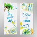 Vector watercolor set of summer banners with Royalty Free Stock Photo