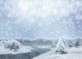 Vector Watercolor Snowy Landscape