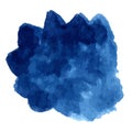 Vector watercolor splash. Abstract deep blue blot background