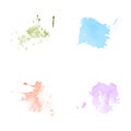 Vector watercolor spots, colored streaks, splashes on a white background