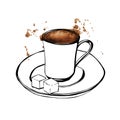 Vector watercolor turkish coffee cup