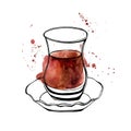 Vector watercolor turkish tea glass Royalty Free Stock Photo