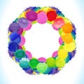 Vector watercolor wreath with colorful rainbow blobs. Royalty Free Stock Photo