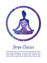 Vector watercolor yoga and meditation card template