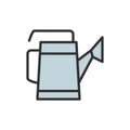 Vector watering can flat color line icon. Royalty Free Stock Photo