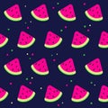 Vector watermelon background with black seeds.