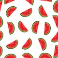 Vector watermelon background with black seeds. Seamless watermelons pattern Royalty Free Stock Photo