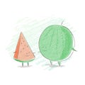 Vector watermelon hand drawing illustration for print on t shirt.